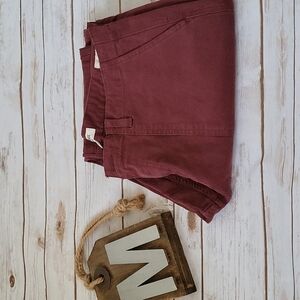 Goodthreads maroon stretch canvas Slim fit Flat front pants with 34.5" inseam